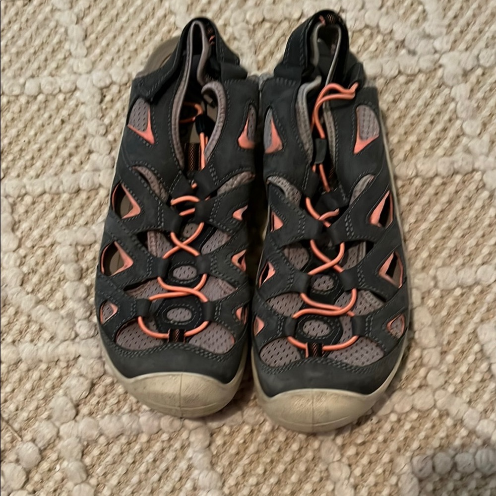 Ecco Gray and Pink Athletic Shoes with Adjustable Straps